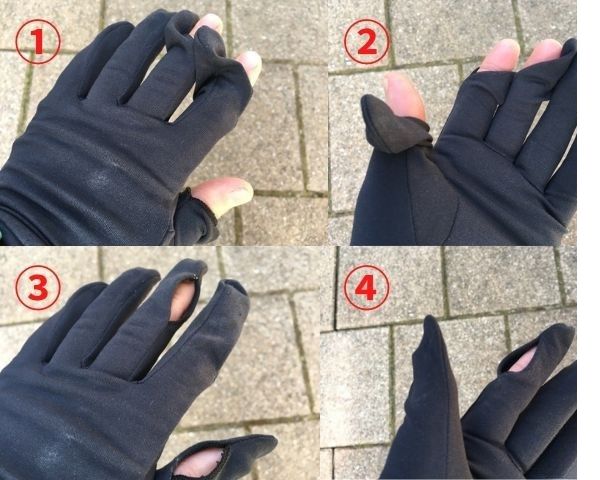 CW-Xランニンググローブの指先を出した様子